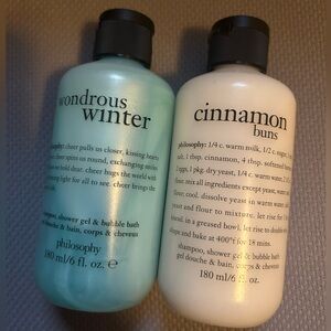 PHILOSOPHY Cinnamon Buns and Wondrous Winter Body Wash Pair 6 fl oz - NEW
